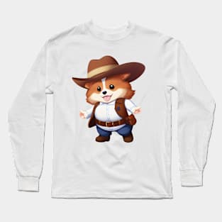 Cute Cowboy Corgi Long Sleeve T-Shirt